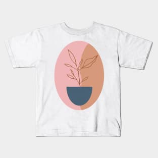 Modern Abstract Floral Plant Illustration Kids T-Shirt